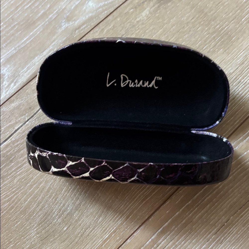 L. Durand Purple Snakeskin Large Sunglasses Case